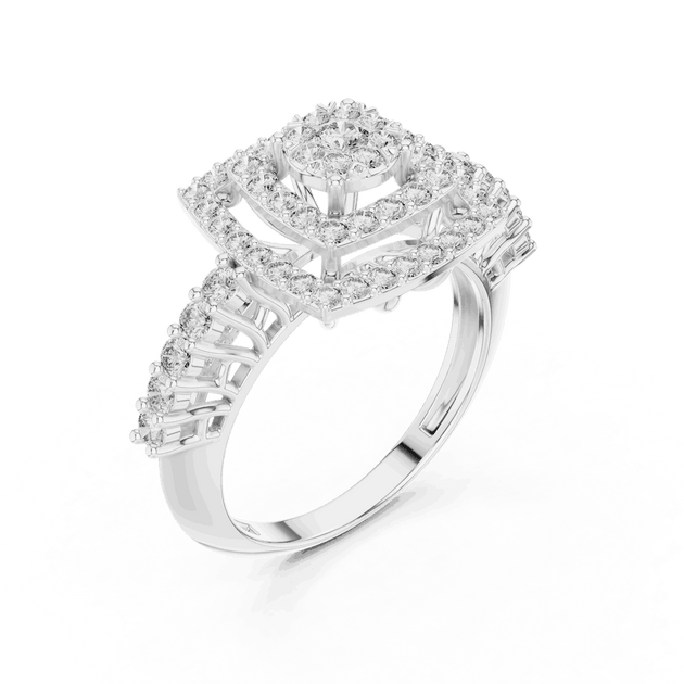 Driona Jewels Cushion Double Halo Diamond Engagement Ring - Split Shank