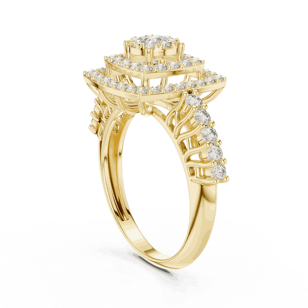 Driona Jewels Cushion Double Halo Diamond Engagement Ring - Split Shank