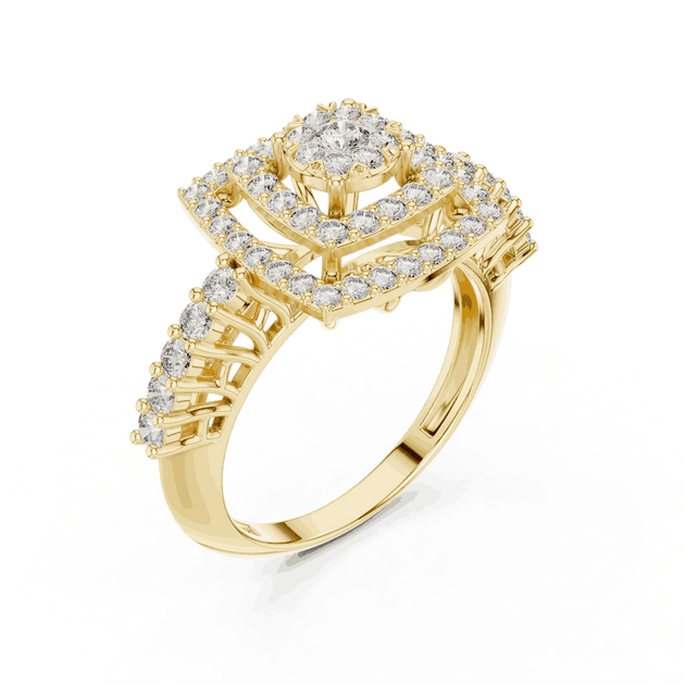 Driona Jewels Cushion Double Halo Diamond Engagement Ring - Split Shank