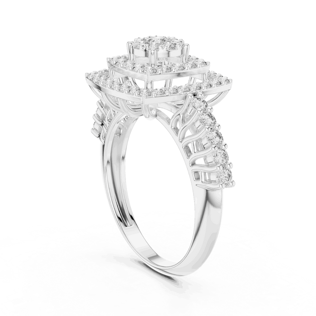 Driona Jewels Cushion Double Halo Diamond Engagement Ring - Split Shank