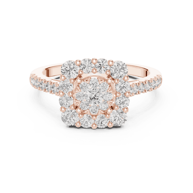 Driona Jewels Double Halo Cluster Diamond Engagement Ring | Pave Shank