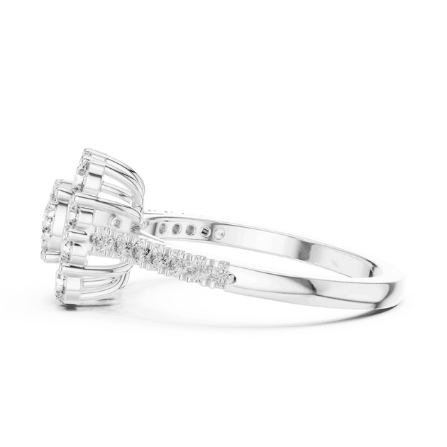 Driona Jewels Double Halo Cluster Diamond Engagement Ring | Pave Shank