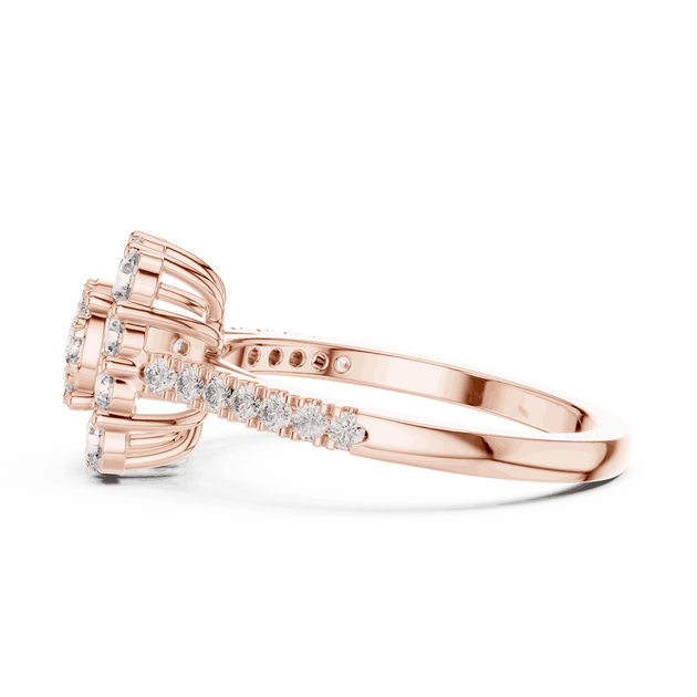 Driona Jewels Double Halo Cluster Diamond Engagement Ring | Pave Shank