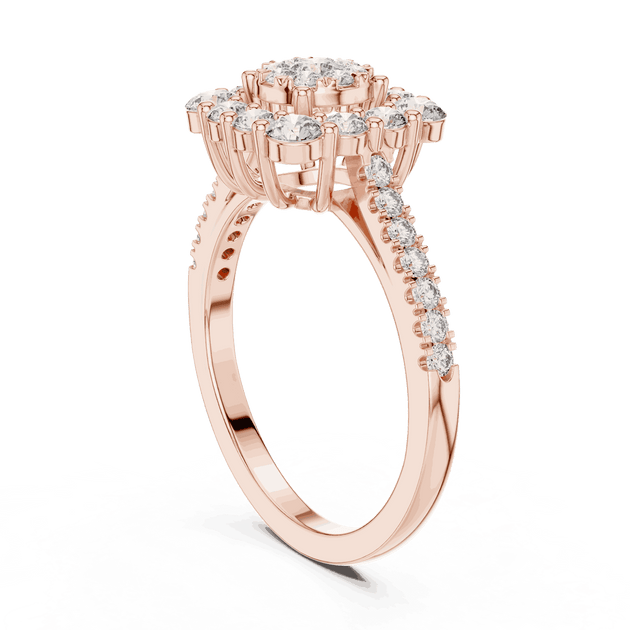 Driona Jewels Double Halo Cluster Diamond Engagement Ring | Pave Shank
