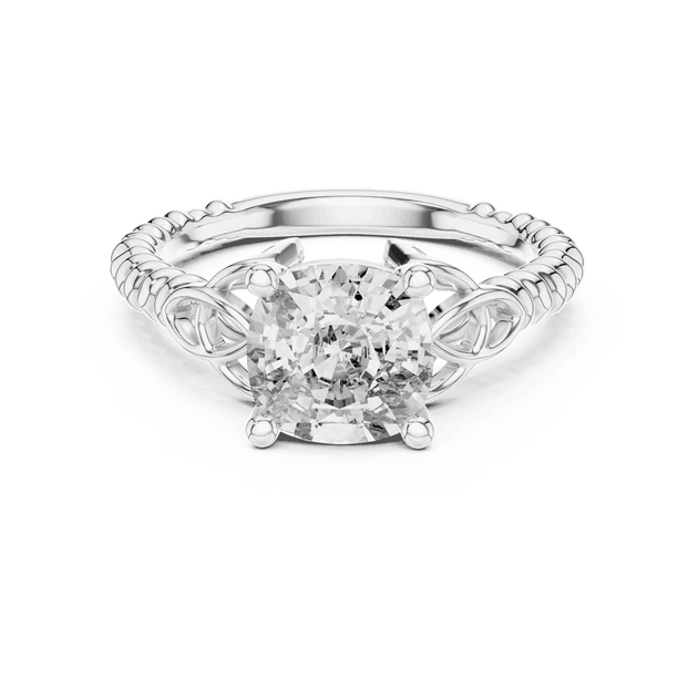 Cushion Cut Solitaire Engagement Ring | Braided Vintage Band