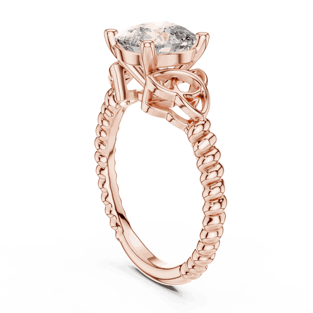 Cushion Cut Solitaire Engagement Ring | Braided Vintage Band