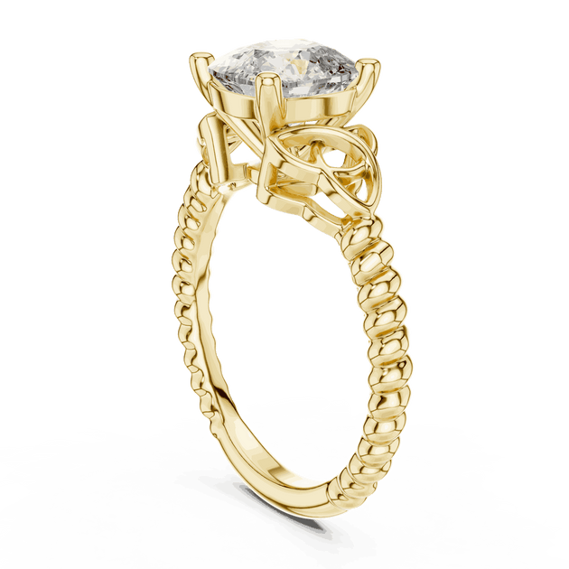 Cushion Cut Solitaire Engagement Ring | Braided Vintage Band