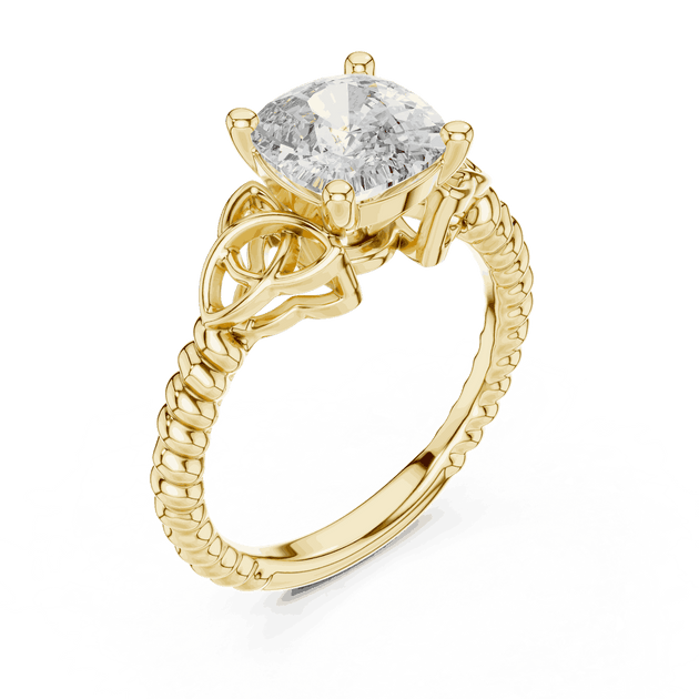 Cushion Cut Solitaire Engagement Ring | Braided Vintage Band