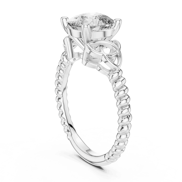 Cushion Cut Solitaire Engagement Ring | Braided Vintage Band