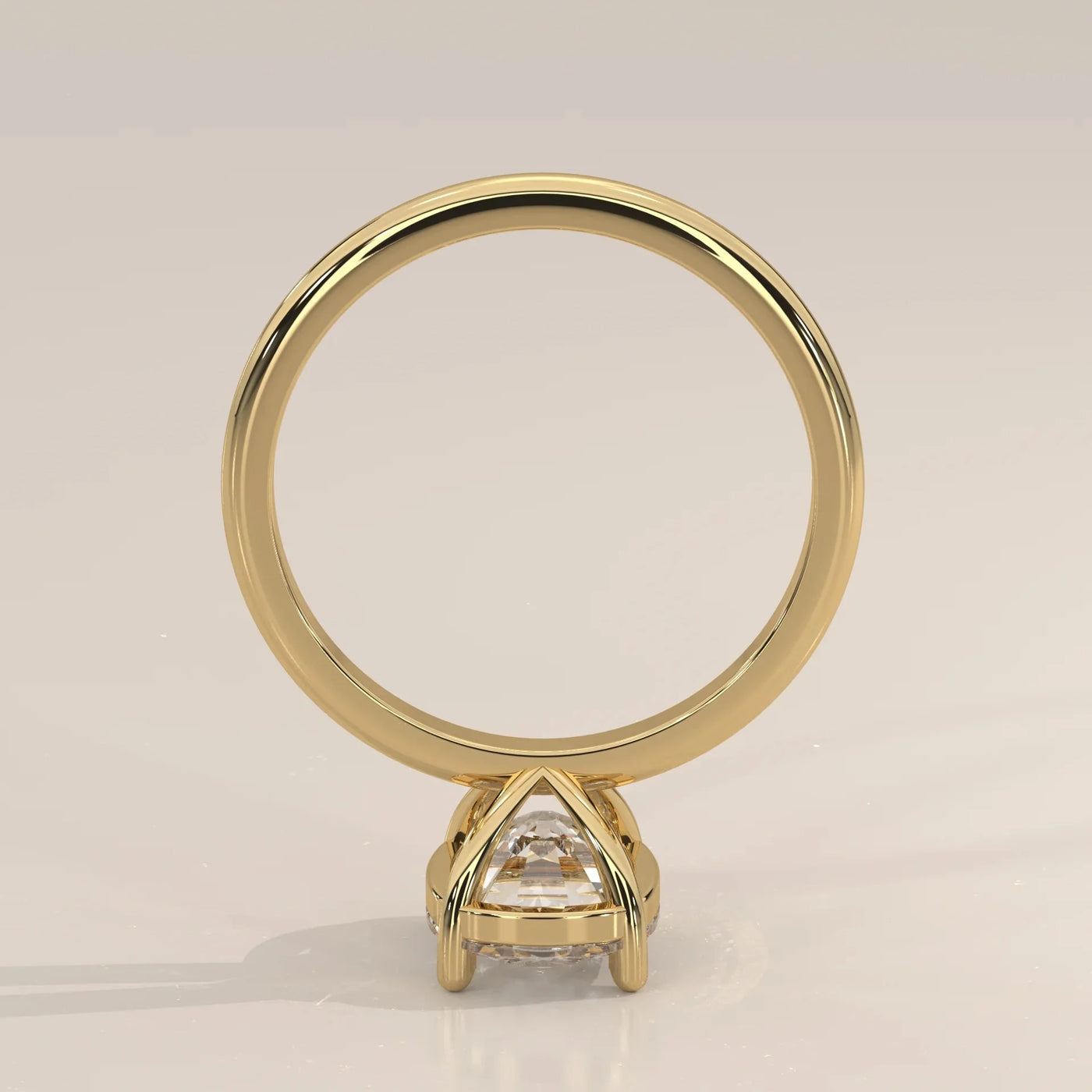 Side Profile: Cushion Diamond Ring with Solitaire Setting in Yellow Gold – Lab Grown – Driona Jewels