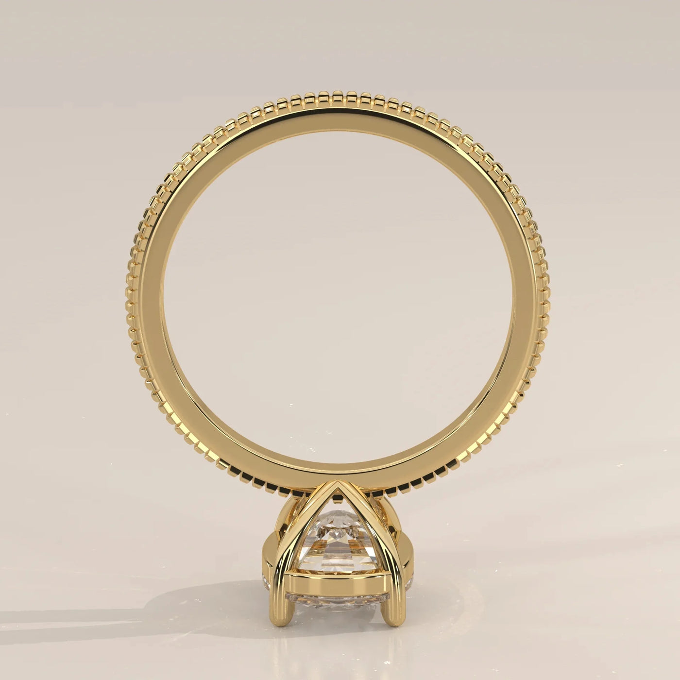 Side Profile: Cushion Diamond Ring with Solitaire Setting in Yellow Gold – Lab Grown – Driona Jewels
