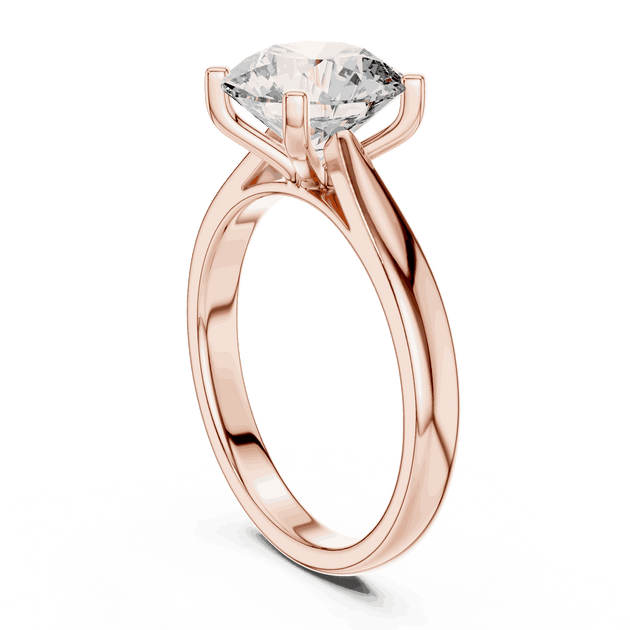 Round Cut Solitaire Engagement Ring in Solid Gold