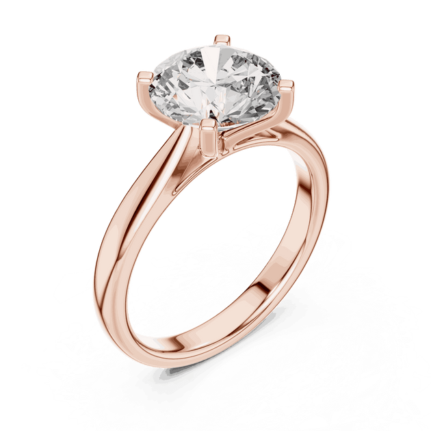 Round Cut Solitaire Engagement Ring in Solid Gold