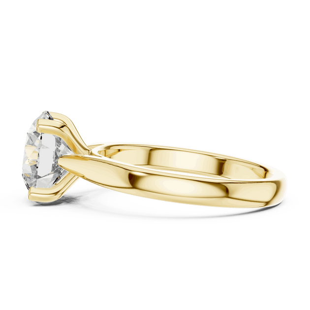 Round Cut Solitaire Engagement Ring in Solid Gold