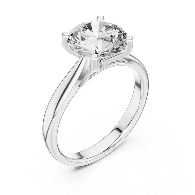 Round Cut Solitaire Engagement Ring in Solid Gold