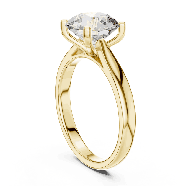 Round Cut Solitaire Engagement Ring in Solid Gold