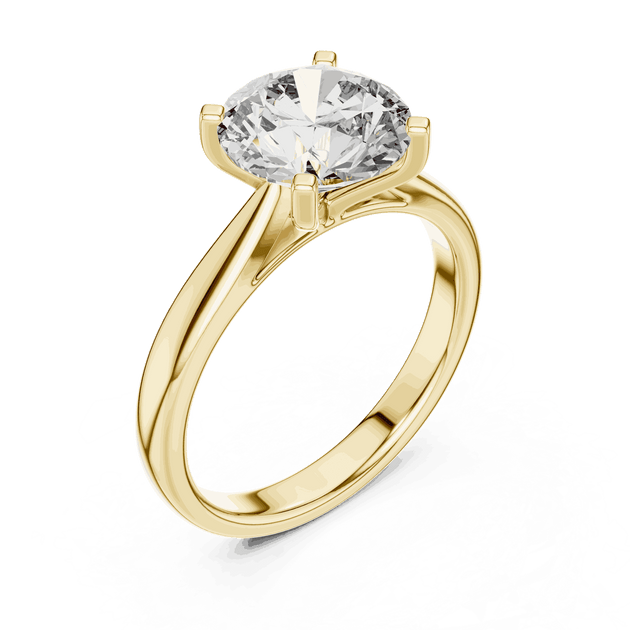 Round Cut Solitaire Engagement Ring in Solid Gold