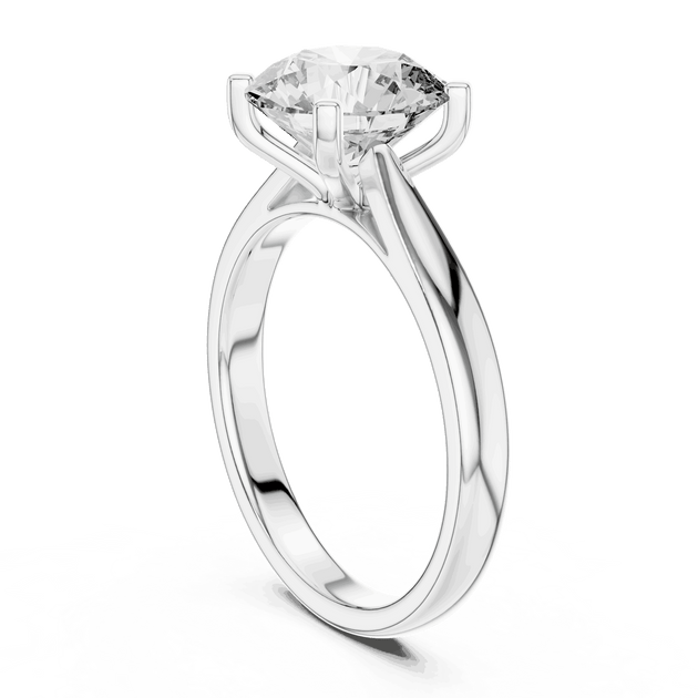 Round Cut Solitaire Engagement Ring in Solid Gold