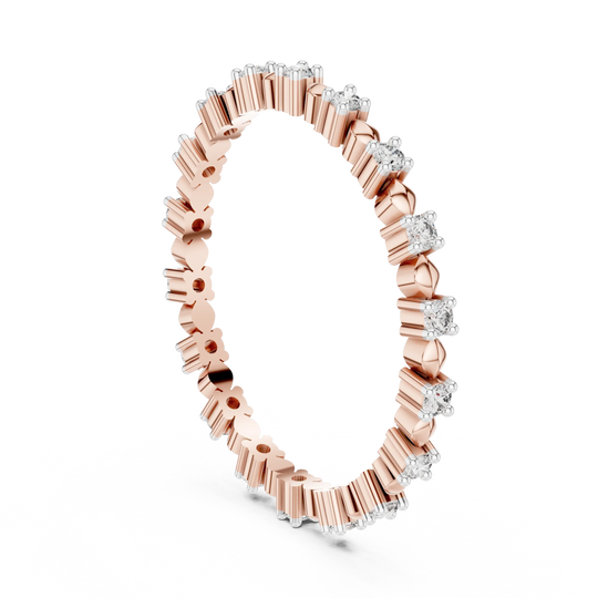 Three-quarter View: Round Diamond Halo Ring with Halo Setting in 14K Rose Gold – Lab Grown – Driona Jewels

