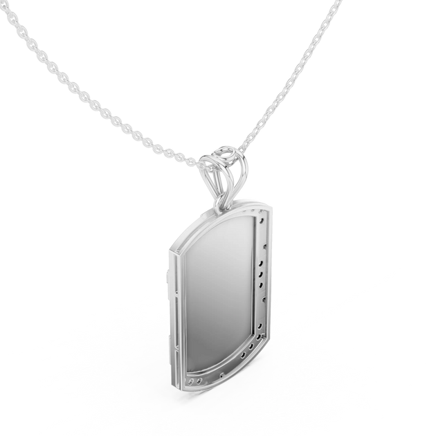Front-View: Dog Tag Diamond with Prong Setting in 925 Silver - Lab Grown - Driona Jewels