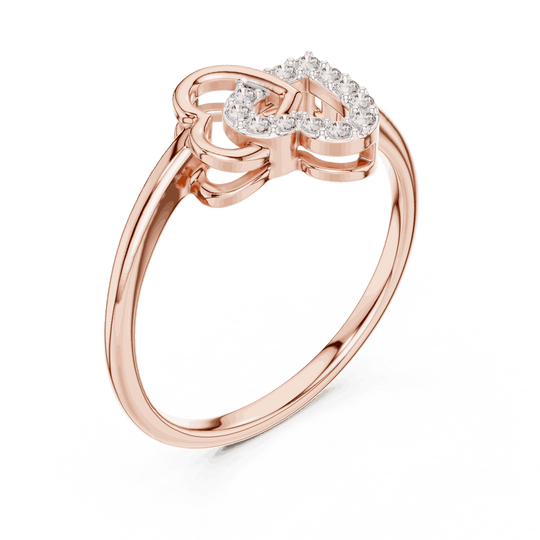Driona Jewels 14K Rose Gold Diamond Heart Initial U Ring - Minimalist