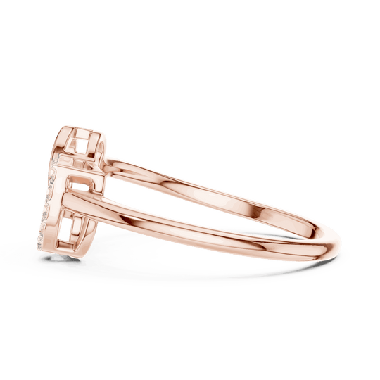 Driona Jewels 14K Rose Gold Diamond Heart Initial U Ring - Minimalist