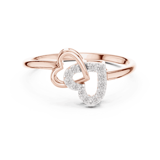 Driona Jewels 14K Rose Gold Diamond Heart Initial U Ring - Minimalist