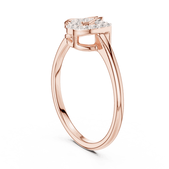 Driona Jewels 14K Rose Gold Diamond Heart Initial U Ring - Minimalist