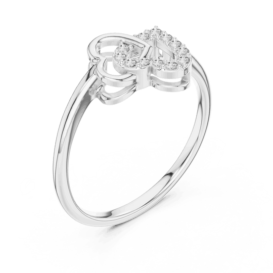 Driona Jewels 14K Rose Gold Diamond Heart Initial U Ring - Minimalist