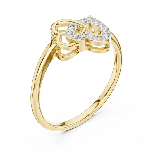 Driona Jewels 14K Rose Gold Diamond Heart Initial U Ring - Minimalist