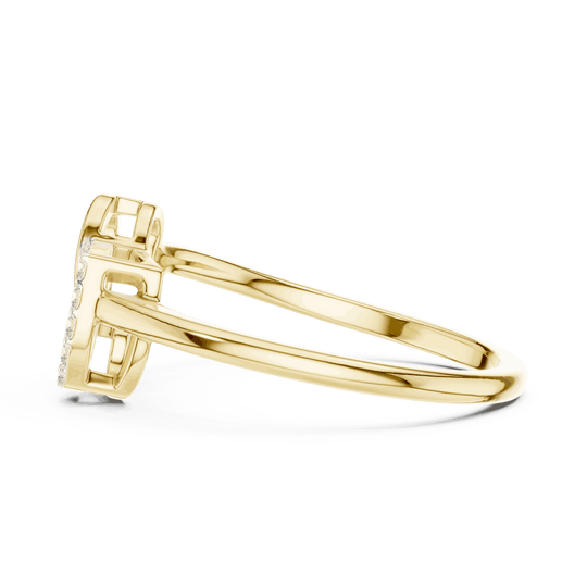 Driona Jewels 14K Rose Gold Diamond Heart Initial U Ring - Minimalist