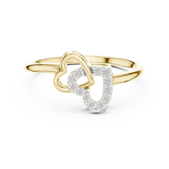 Driona Jewels 14K Rose Gold Diamond Heart Initial U Ring - Minimalist