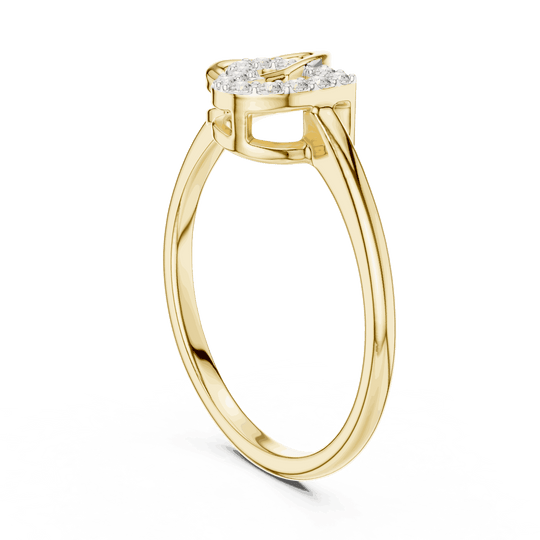 Driona Jewels 14K Rose Gold Diamond Heart Initial U Ring - Minimalist