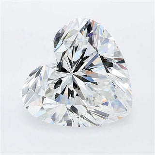 A heart-cut lab-grown diamond with brilliant facets and exceptional clarity on a white background.