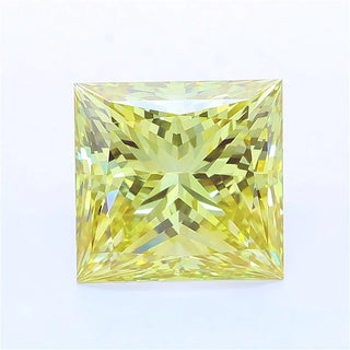 Princess cut intense yellow lab grown diamond with IGI certification.