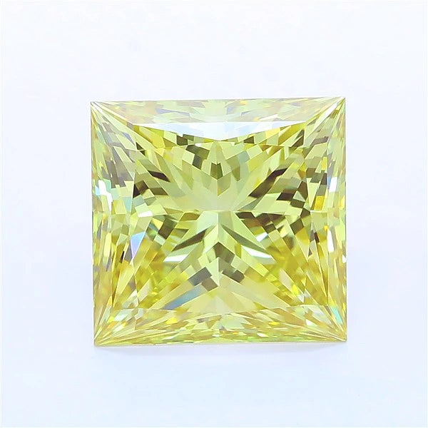 Princess cut intense yellow lab grown diamond with IGI certification.