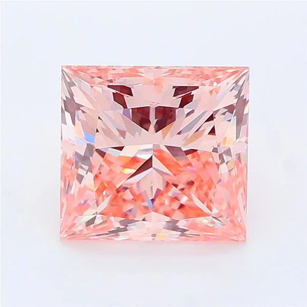 Princess cut vivid pink lab grown diamond with IGI certification.