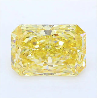 Radiant cut vivid yellow lab grown diamond with exceptional clarity and brilliance.