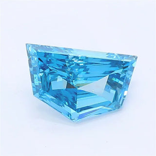 Pentagon step cut vivid blue lab grown diamond with exceptional clarity and brilliance.