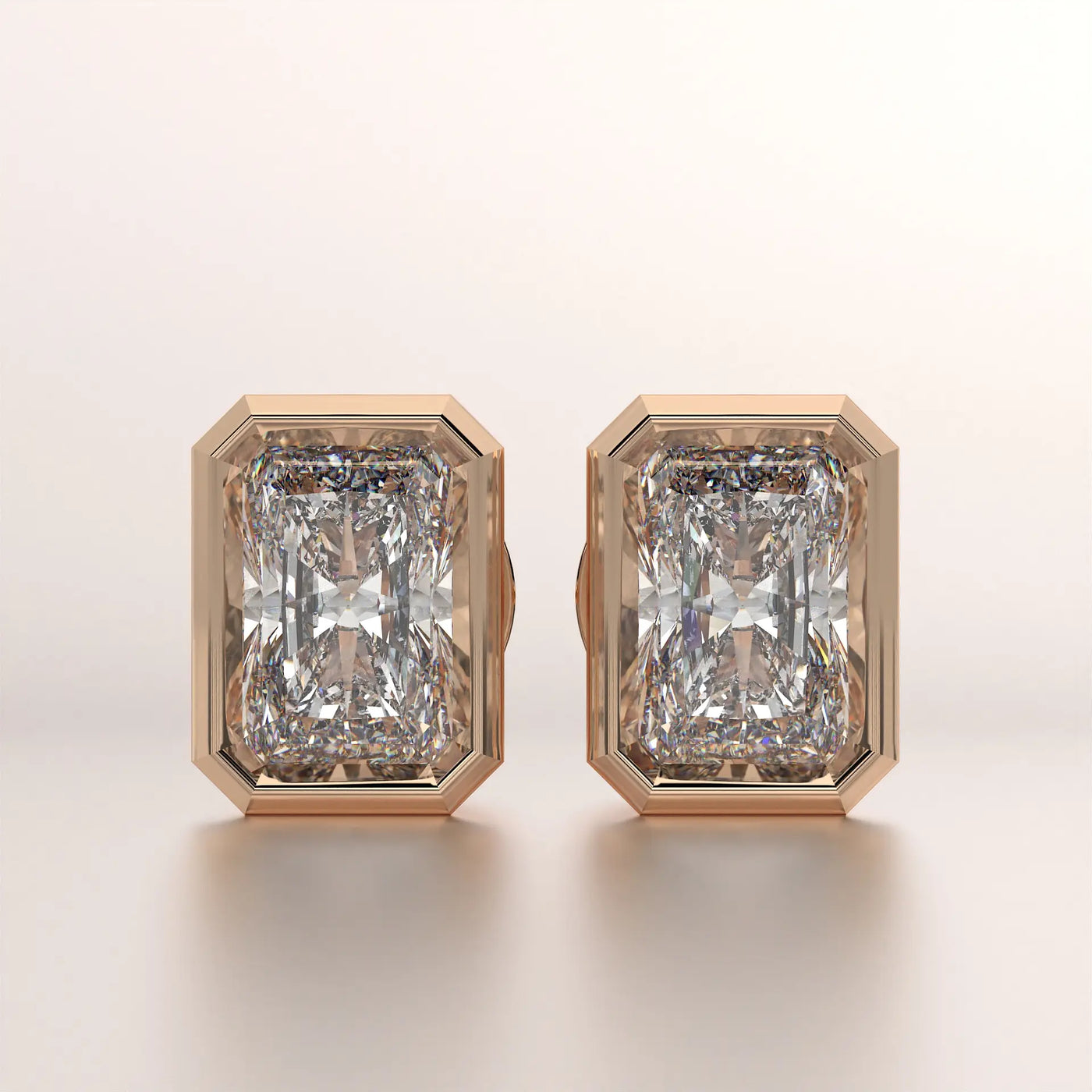 earring bezel diamond rose gold 14k front