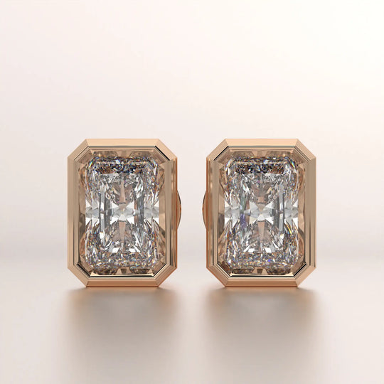 earring bezel diamond rose gold 14k front