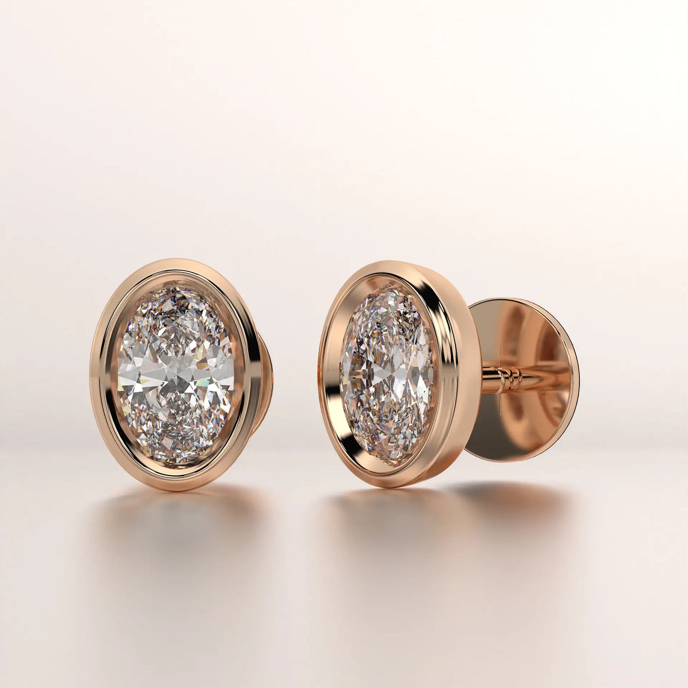 earring bezel diamond rose gold base classic