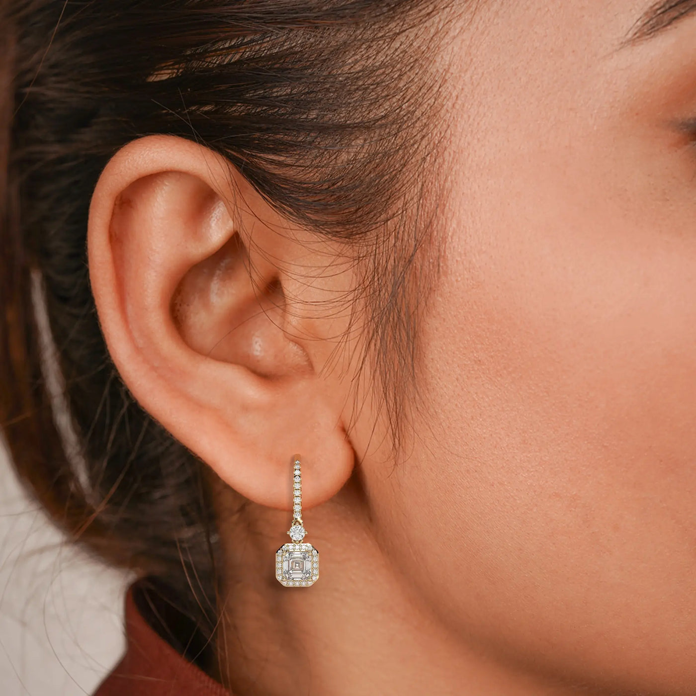 earring drop diamond gold base front