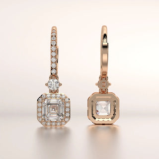 earring drop diamond rose gold 18k front