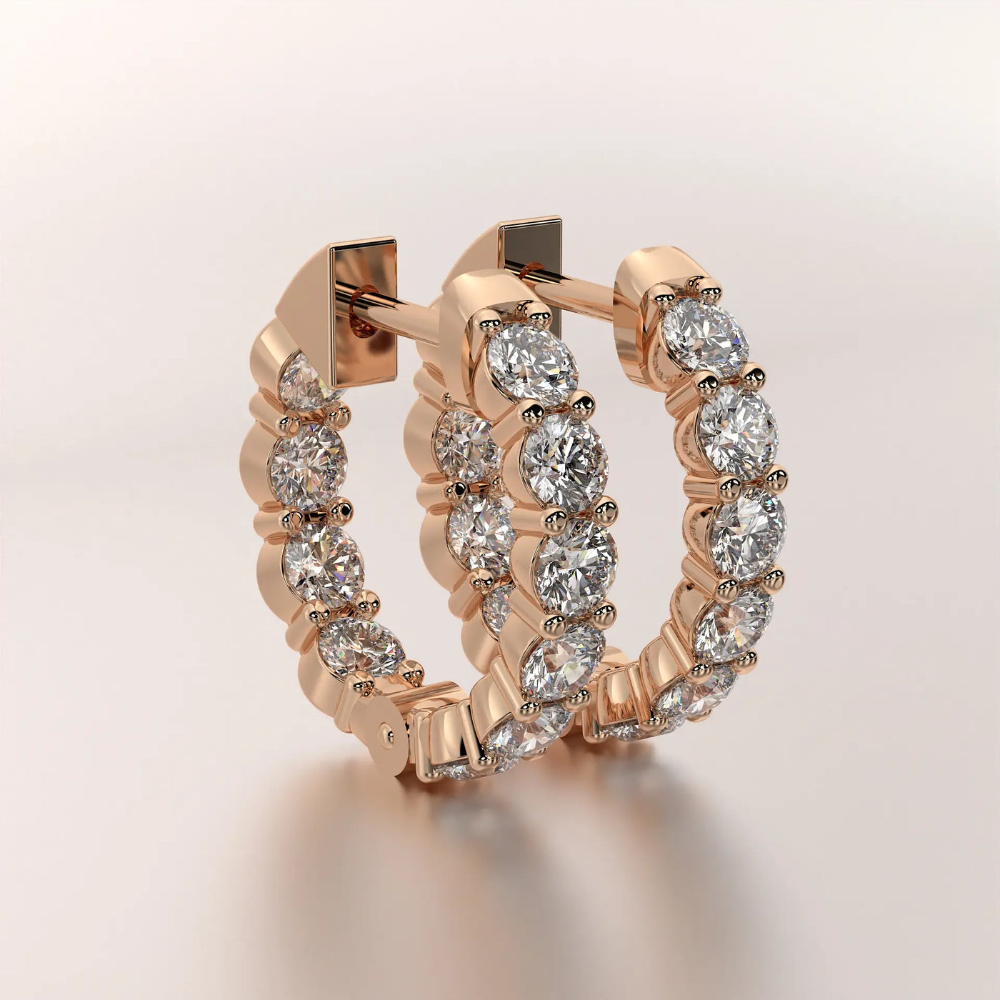 earring hoop diamond rose gold 18k angle