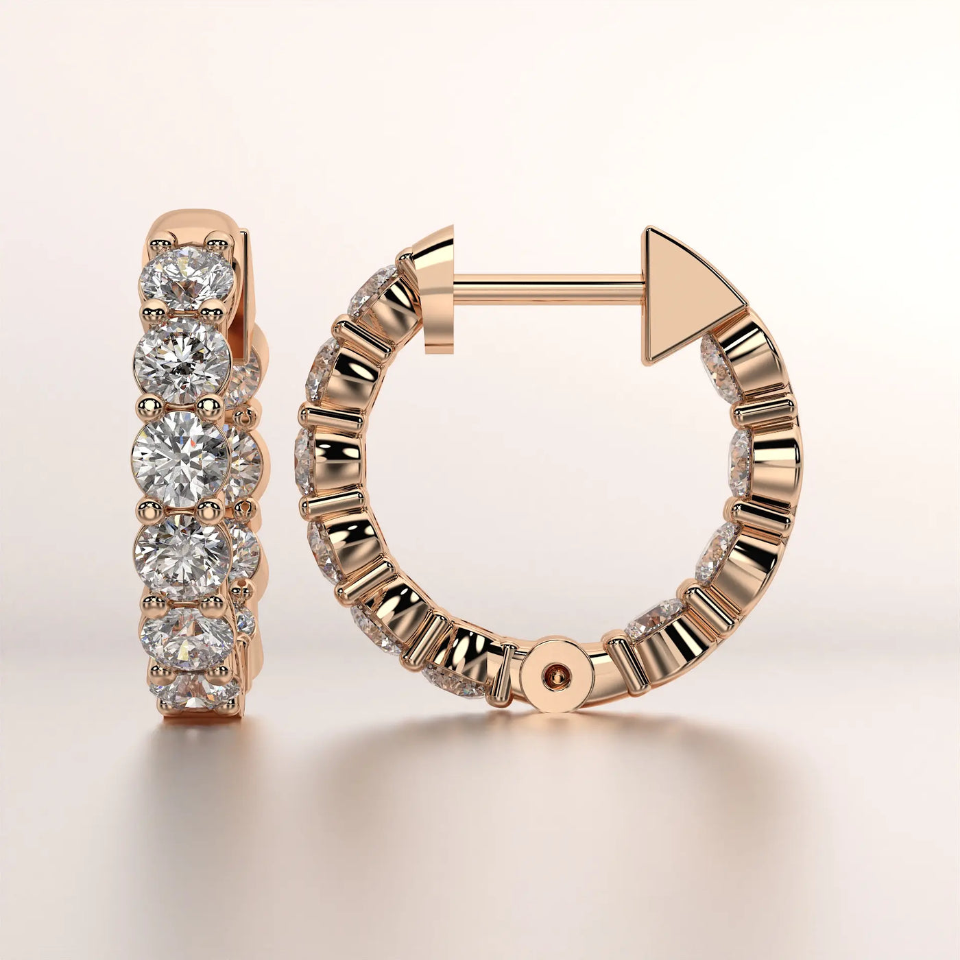 earring hoop diamond rose gold 18k side profile