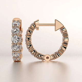 earring hoop diamond rose gold 18k side profile