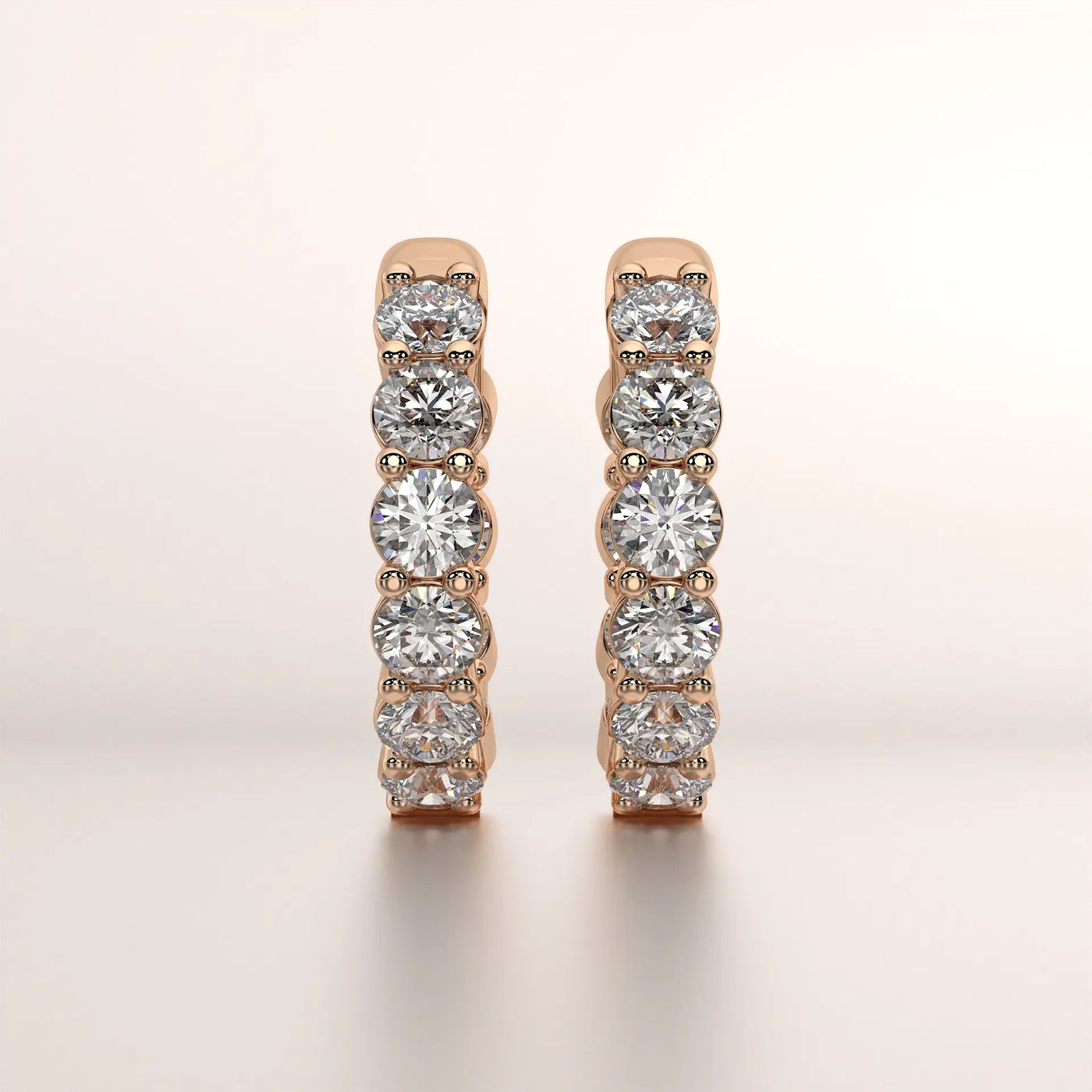 earring huggie diamond rose gold 18k front