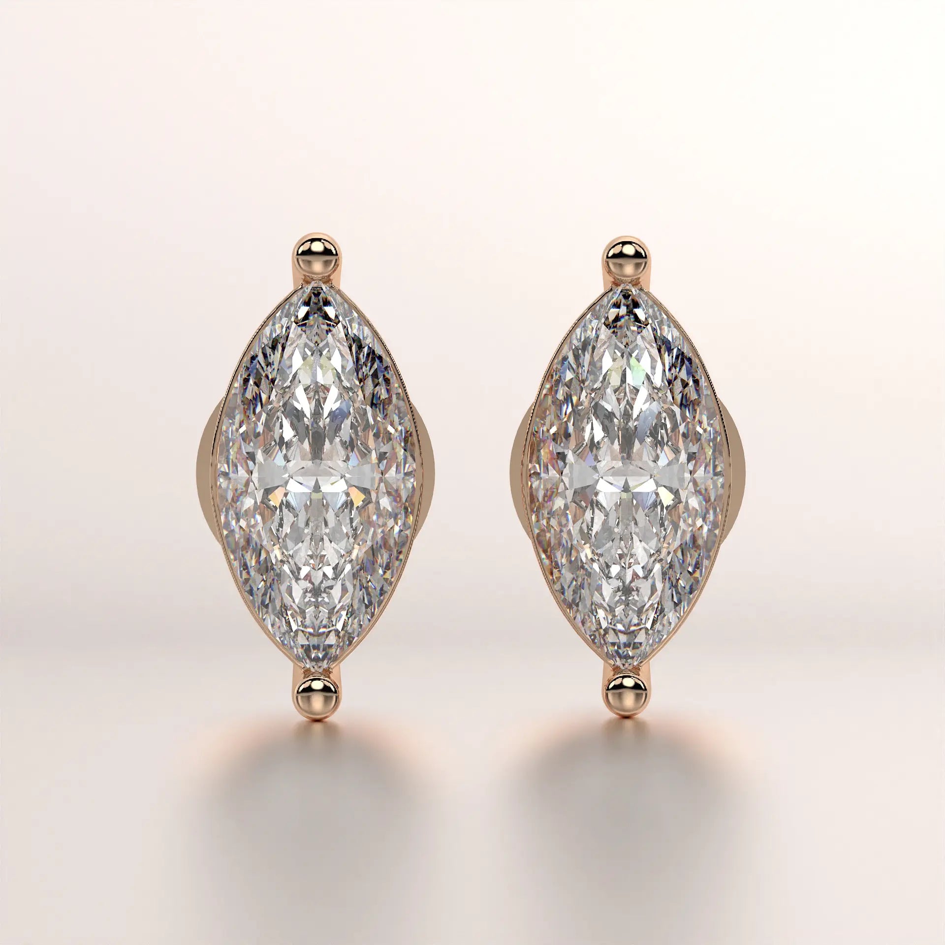 earring marquise diamond gold base front