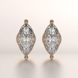 earring marquise diamond gold base front